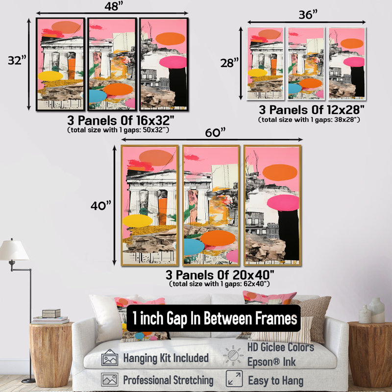 Dafonte - ensemble d'art mural paysage abstrait, Cadre flottant noir, H 28 po x l 36 po x P 1 po