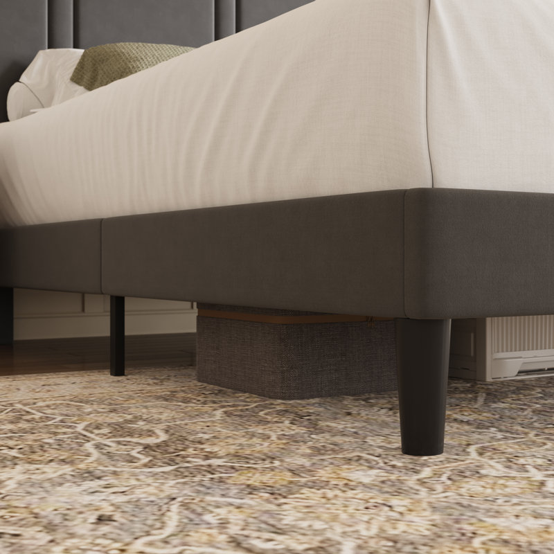 Structure de lit tapissier moderne avec tête de lit en velours moderne, Gris, Lit double