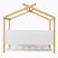 Lit double en bois blanc avec structure en bois originale, lit gigogne simple et bibliothèque pour enfants