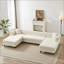 Canapé modulaire en chenille 3 pièces 135,5 pouces en U avec deux chaises modulaires | Salon / chambre à coucher / salon | Chenille | Beige-309559684