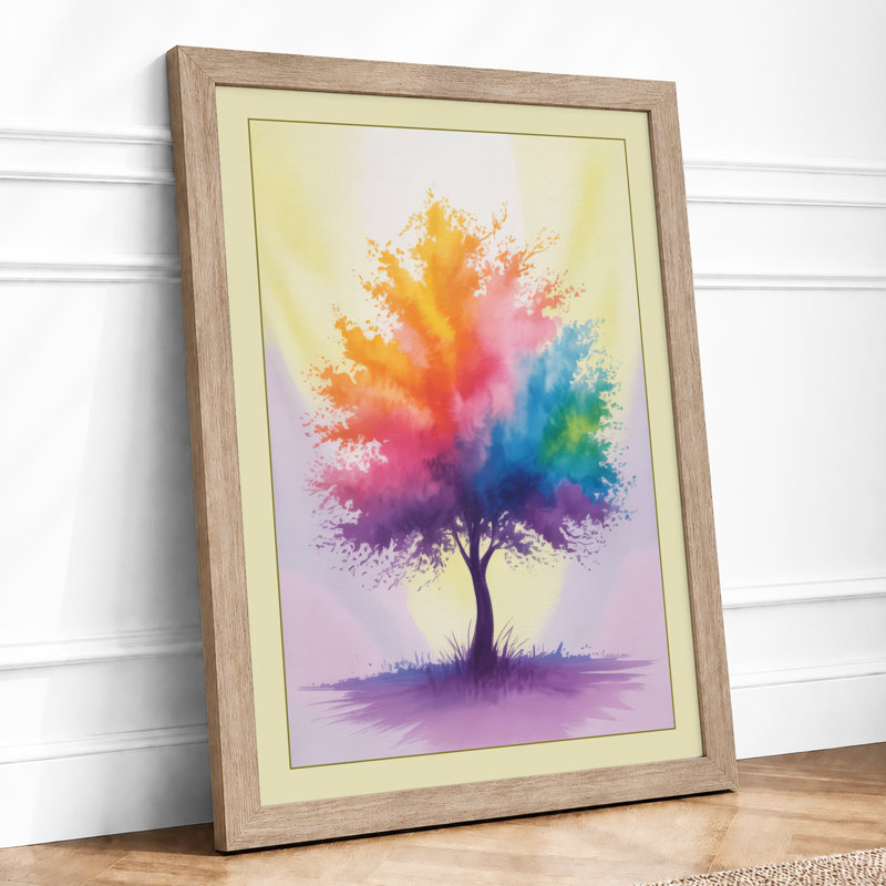 Rainbow Canopy Boho - Framed Print, Oak, A4 - 29.7 x 21.0 cm