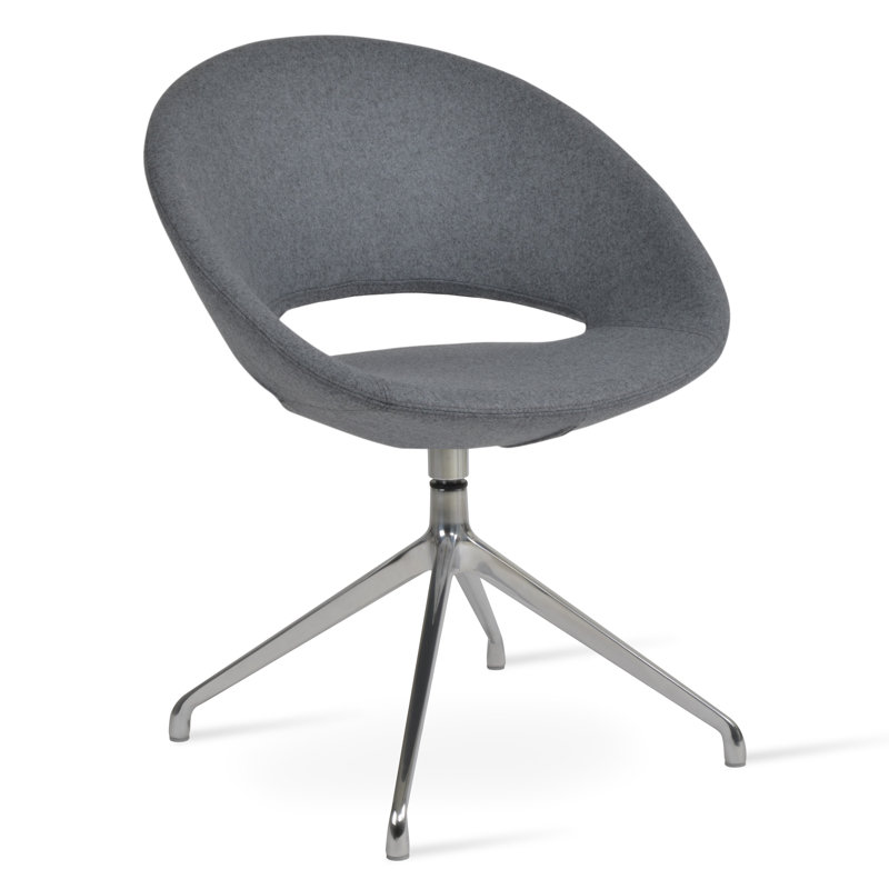 Fauteuil pivotant Crescent, Laine marron foncé, Aluminium