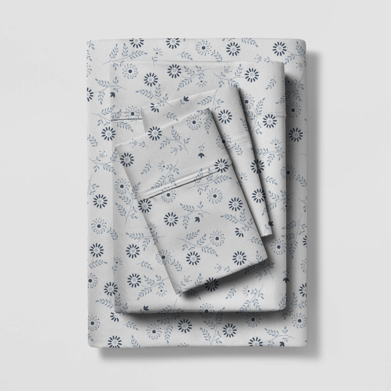 Ensemble de draps légers en mélange de coton brossé infroissable, Ensemble de draps pour grand lit + un drap-housse 