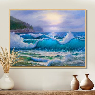 «Morning Sunlight On The Sea Waves XIII» - Décoration murale en toile nautique et côtière