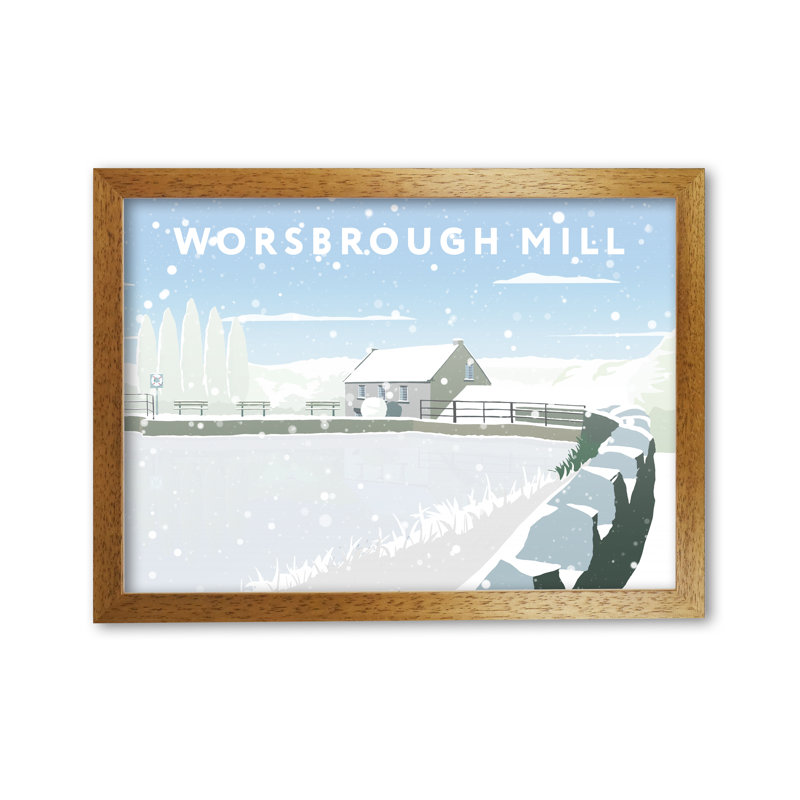 Worsbrough Mill In Snow by Richard O'Neill - Single Picture Frame Print, 29.7 cm H x 42 cm W, Brown