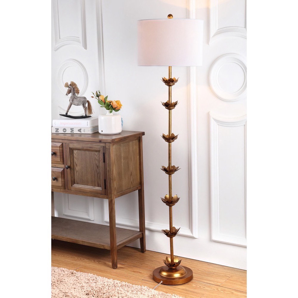 Adalyn 162.56cm Antique Gold Leaf Floor Lamp