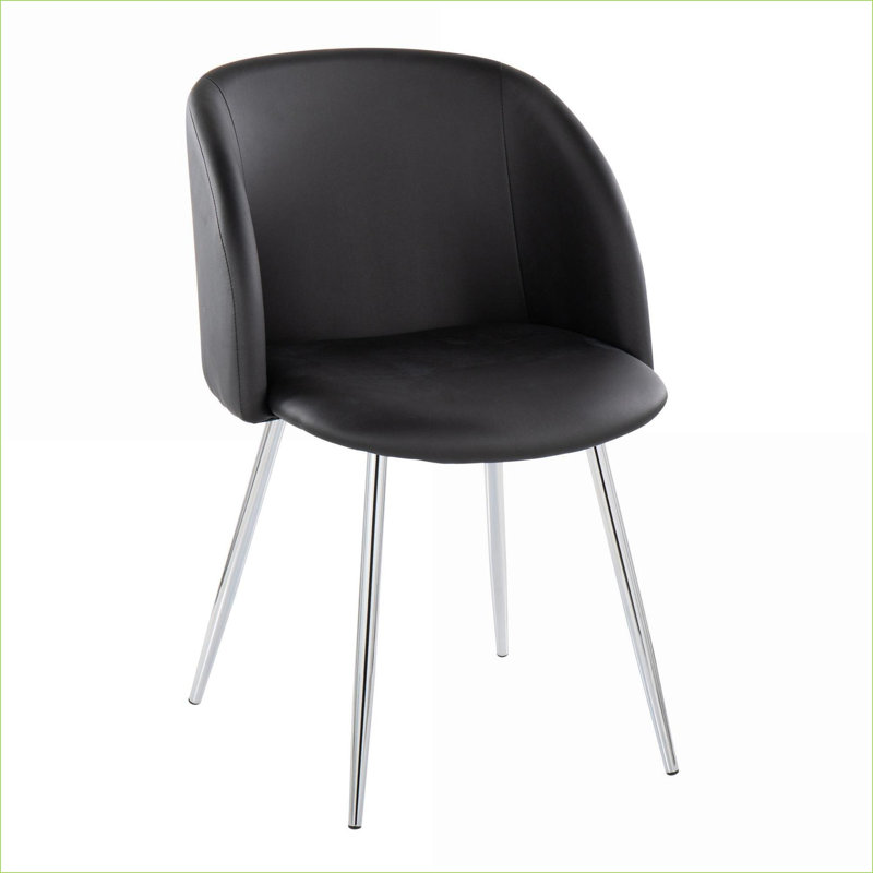 Chaise contemporaine en métal chromé et similicuir noir - ensemble de 2