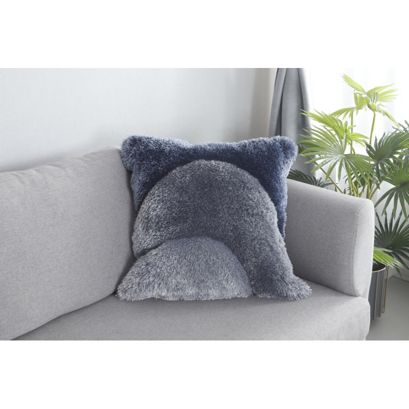 Coussin à poils longs 20 po x 20 po Mateos Collection, Gris/bleu marine