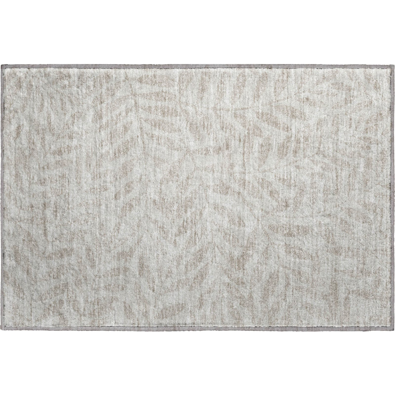 Premium Machine Washable Prisco Taupe Rug, Rectangle 1'8" x 2'6"