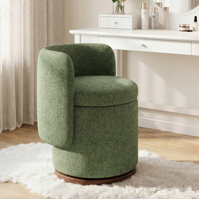 Upholstered Swivel Accent Vanity Stools With 22L Hidden Storage
