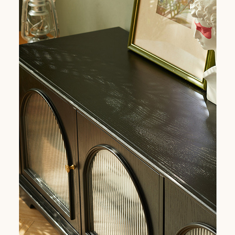 Meuble télé rétro avec arche, 70.86", Noir, noir, noir, noir