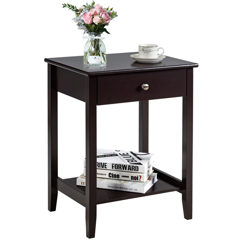 Losh 47cm W Manufactured Wood Bedside Table, Light Brown