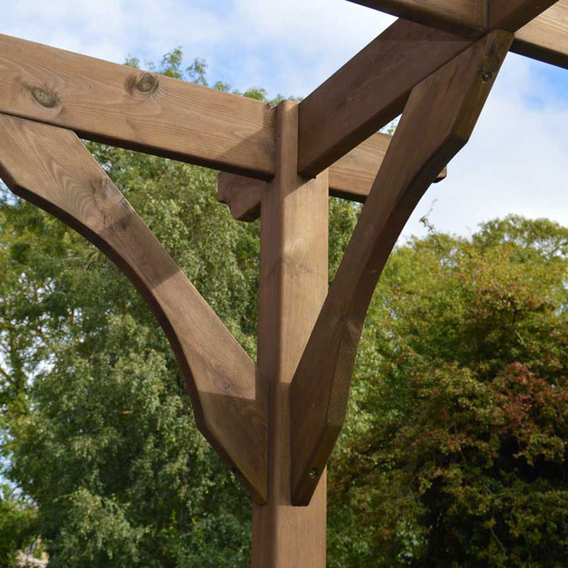 Bavia Solid Wood Pergola, 270cm H  x 240cm W  x 180cm D, Rustic Brown