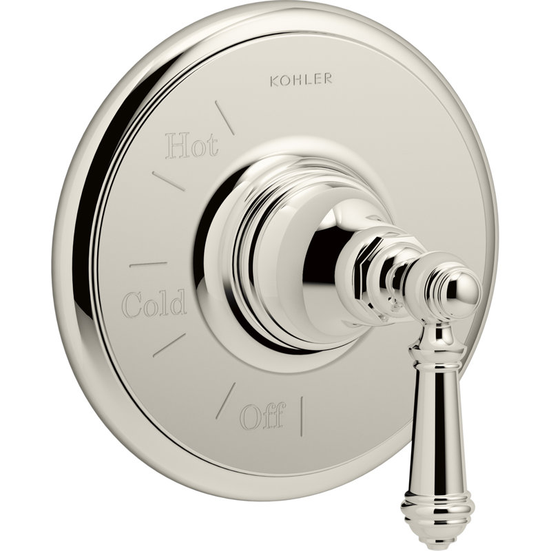 Kohler Artifacts Rite-Temp Valve Trim with Lever Handle, Vibrant Polished Nickel