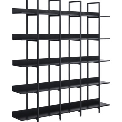 5 Tier Bookcase With Vintage Industrial Look For Home Office, And Steel, 80lbs Shelf Load, Falling Device, Easy Assembly Open Bookshelf Capacity Per Shelf, Feature