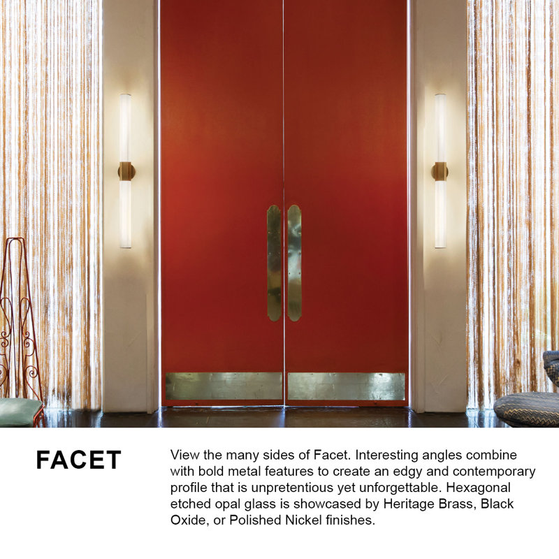 Facet 1 - Light LED Bath Sconce, Heritage Brass