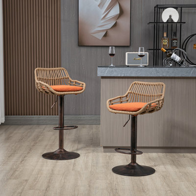 Swivel Bar Stools Set Of 2 Adjustable Counter Height Chairs With Footrest For Kitchen