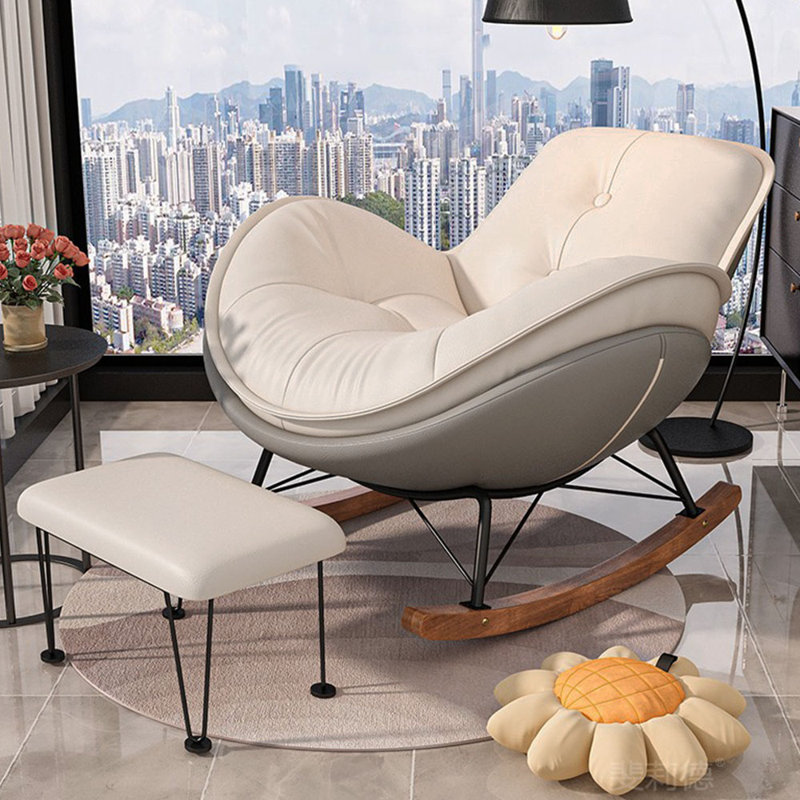 Chaise berçante large en forme d'arc, Gris