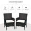2 chaises de salle à manger en rotin et osier avec coussins et pieds antidérapants, ensemble de chaises de patio, jardin, pelouse et café foncé