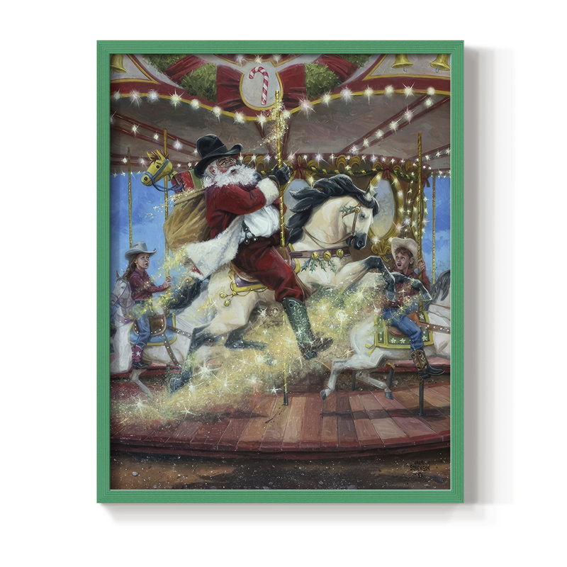 «Merry Go Round», reproduction encadrée - bois massif, H 30 po x l 24 po, Vert