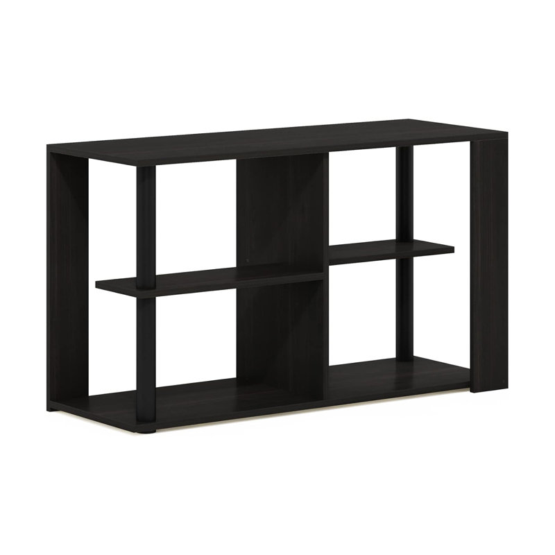 Rectangular Coffee Table Slim Living Room Table with Open Shelves for Small Spaces, Espresso;Black