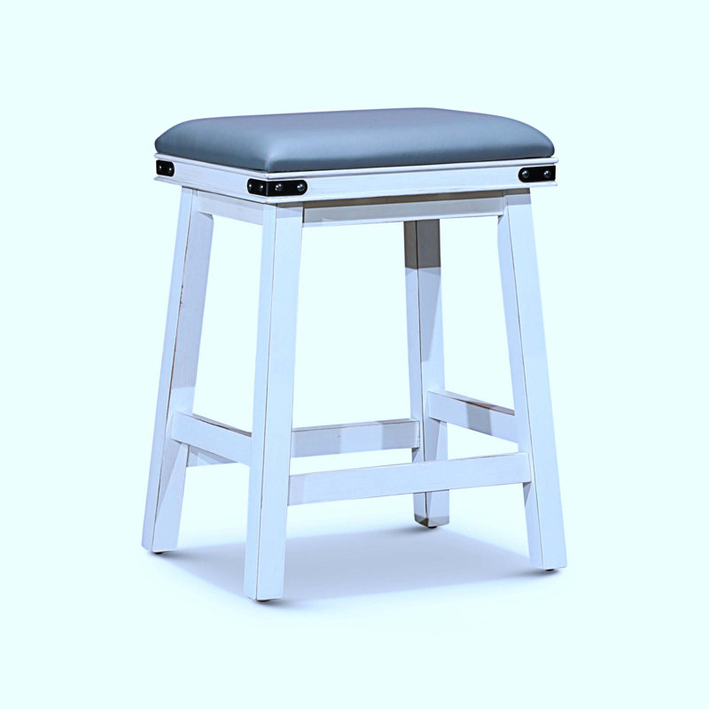Tabouret de comptoir court Caprial 24, Blanc antique, Gris