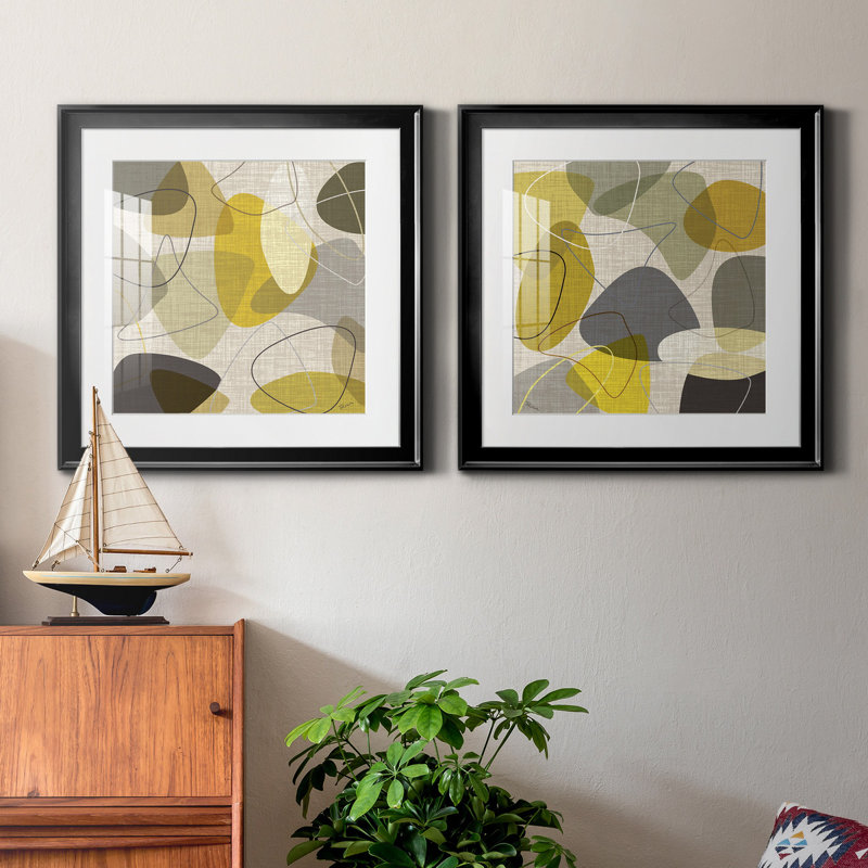 Sandstone I - 2 Piece Single Picture Frame Graphic Art Set, Black, 30.5" H x 61" W x 1.5" D