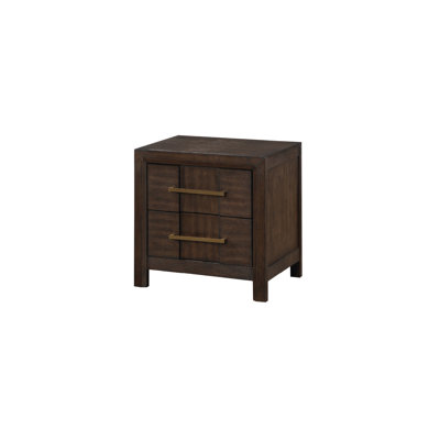Sleek 2 Nightstand In Walnut - Enhances Modern Bedroom Decor Bedside Cabinet With Stylish Handles Adds Glamour To