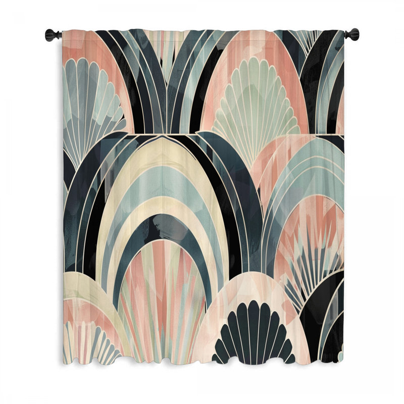 Rideaux de fenêtre Art Deco Waves, L 50 po x L 84 po