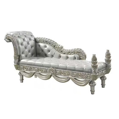 Banc méridienne Dove, similicuir beige, bois fini champagne 82 po