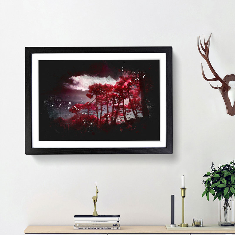 Plum Forest - Picture Frame Graphic Art Print, 45cm H x 63cm W x 2cm D, Black Framed