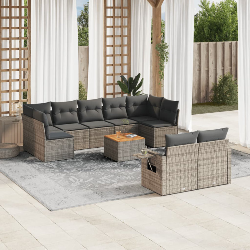 Ensemble de canapé de jardin Vidaxl Gris, gris foncé