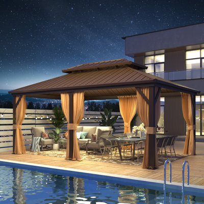 18 pi. L 12 pi. D Pavillon de jardin en aluminium