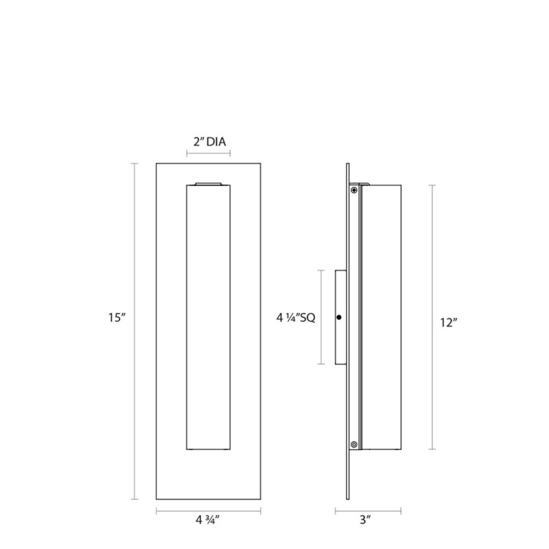 Tubo Slim 1 - Light LED Flush Mounted Sconce, Polished Chrome, Flat