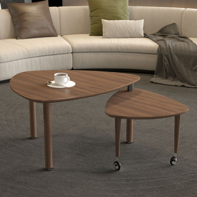 Table basse rotative moderne à 360 degrés pour le salon, pieds en bois massif avec table de cocktail simple à assembler, mobilier d'appoint en bois rotatif moderne