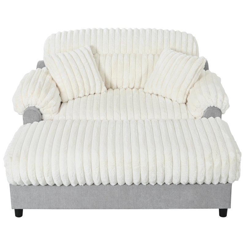 Canapé-lit moderne avec méridienne 65,25 po Cloud, Beige