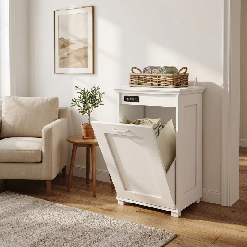 Tilt-Out Laundry Hamper Cabinet With Ozone Deodorizer