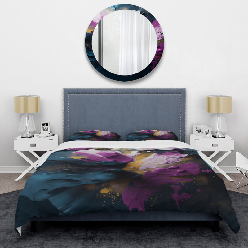 Ensemble de housse de couette en microfibre / polyester mauve et bleu Realities On Canvas I