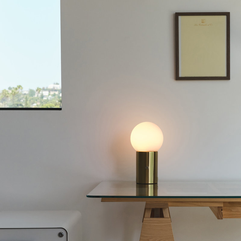 Kai 11 in. Modern LED Bedside Globe Table Lamp with Built-In Dimmer