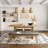 63'' Rectangular Dining Table for 6, Oak Wood MDF Kitchen Table with Fluted Base