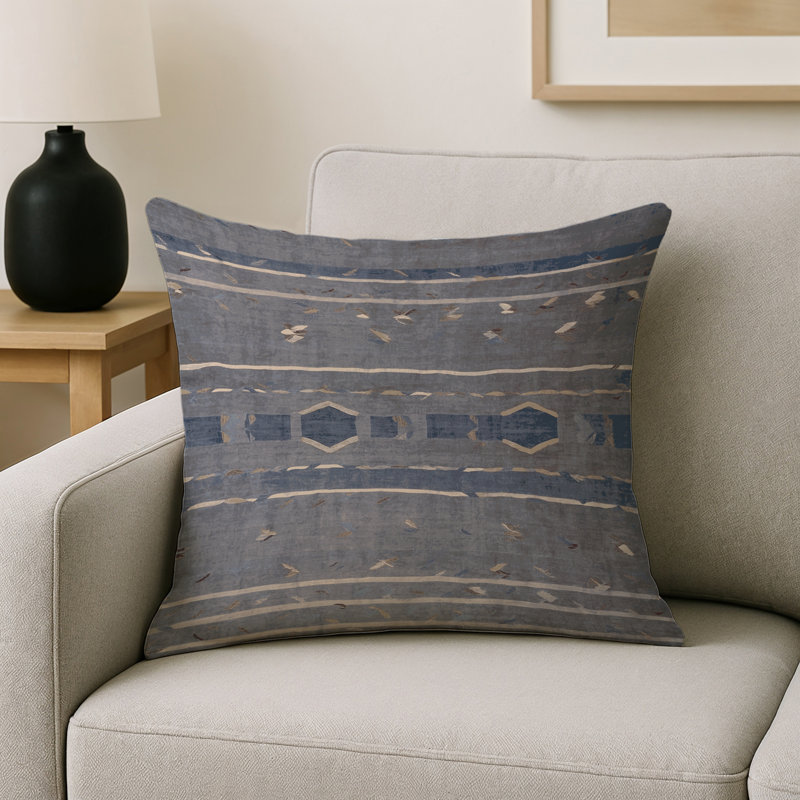 Coussin décoratif intérieur et extérieur Modern, Gris abstrait 17, Carré 16 po