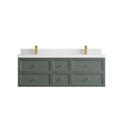 Roswell Floating 60'' Double Bathroom Vanity with Quartz Top