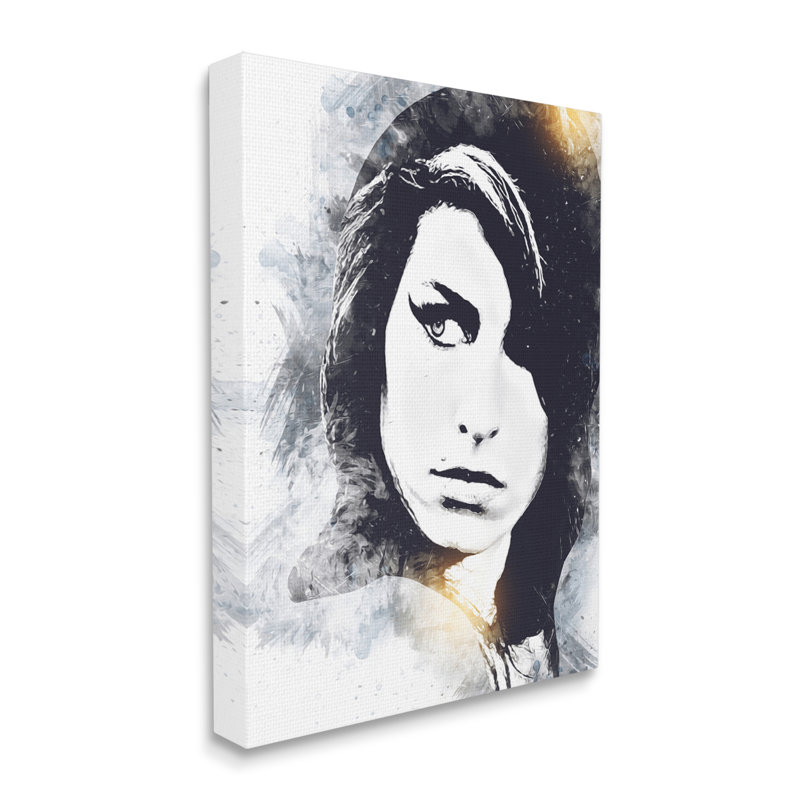 «Modern Amy Winehouse Portrait», motif audacieux et abstrait par Birch & Ink - impression, Toile tendue
