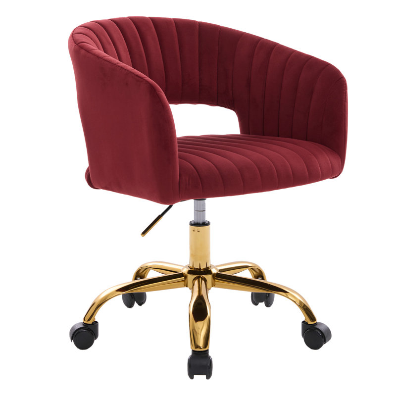 Chaise de travail en velours, Rouge vin