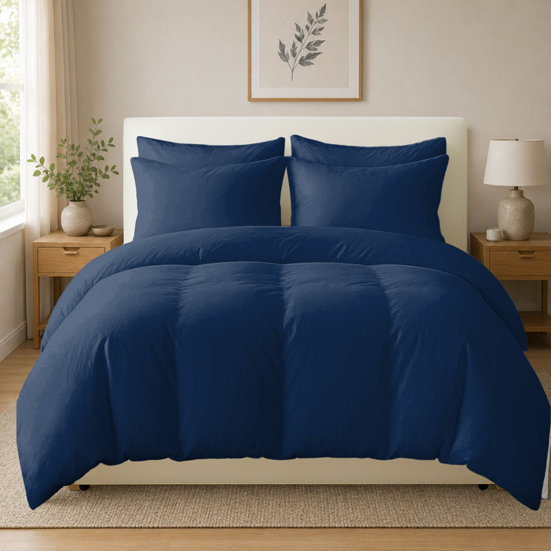Cotton Bedding, Super King (220cm x 260cm), Navy