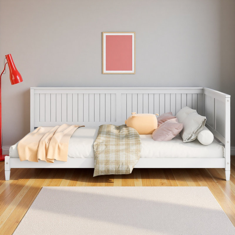 Lit plateforme Classic Mid-Century, Blanc, Lit double