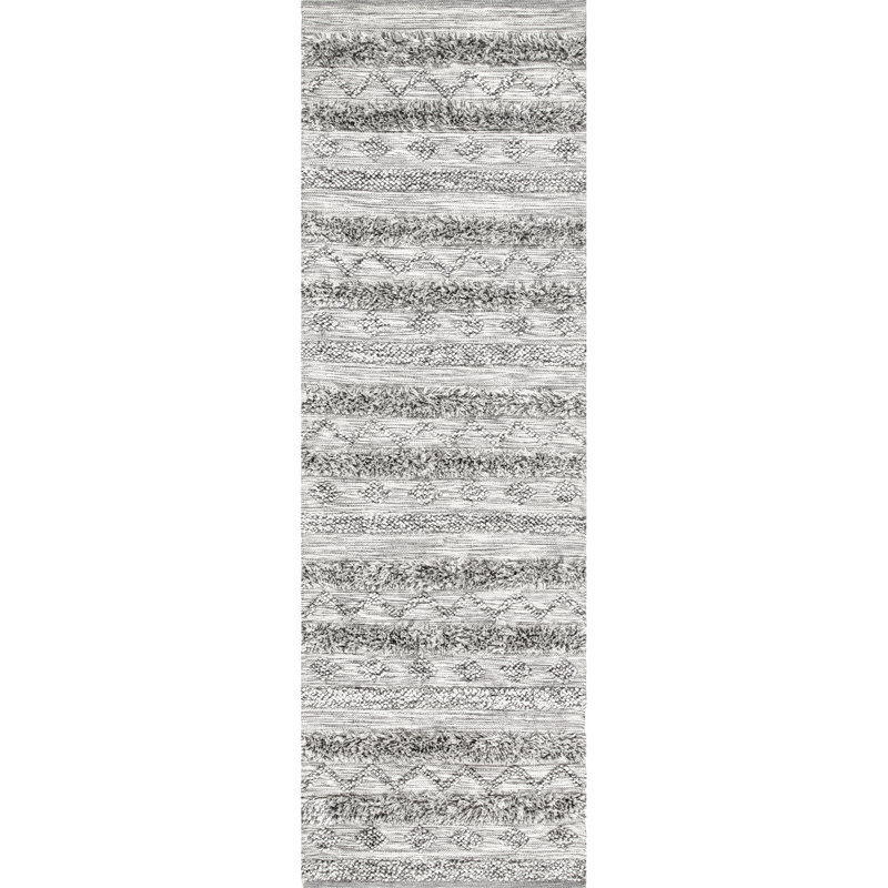 Tapis de couloir gris touffeté à la main Runner, Tapis de couloir 2 pi 6 po x 8 pi