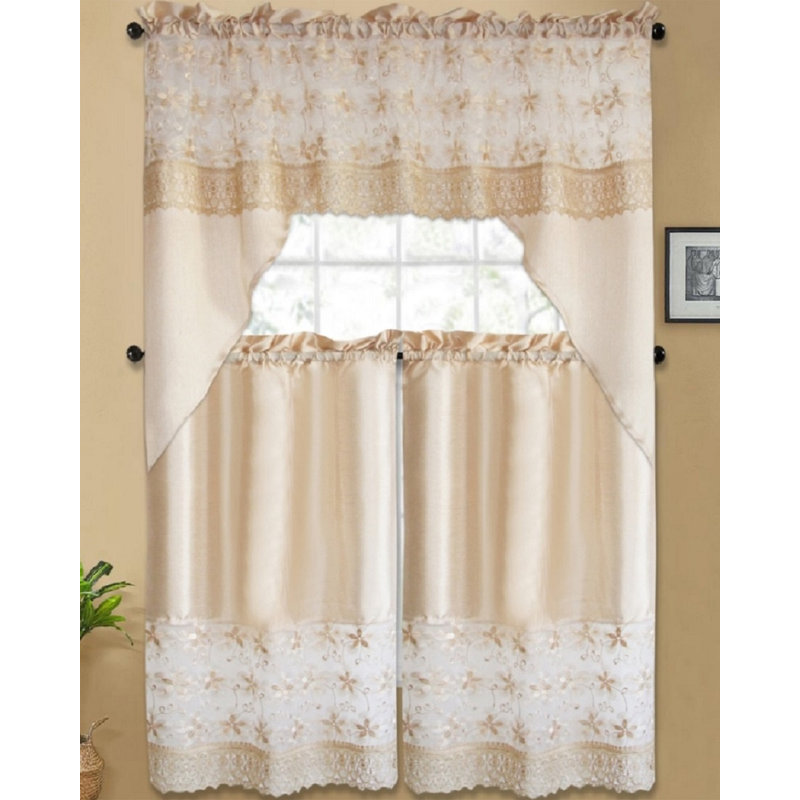 Mayda Tailored Kitchen Curtain, Beige