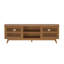 Meuble télé Mid-Century moderne en bois massif, 2 portes avec tablette centrale (1495 x 406 x 482 mm / 59 x 16 x 19 po)-1980992627