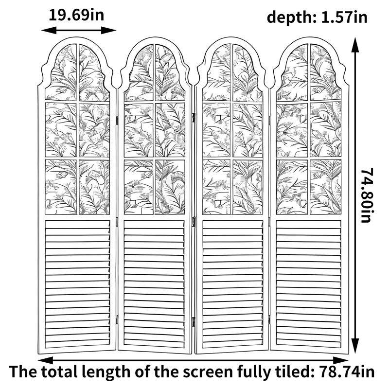 Solid Wood Folding Divider, Black